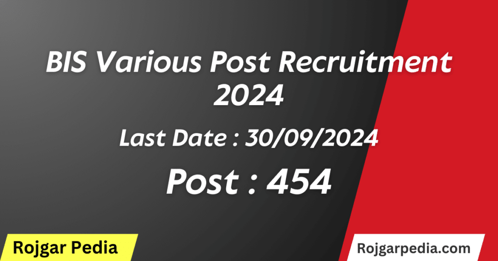 BIS Various Post Recruitment 2024
