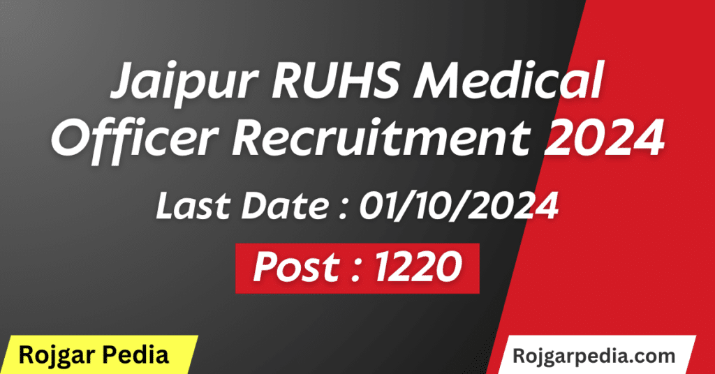 Jaipur RUHS Medical Officer Recruitment 2024