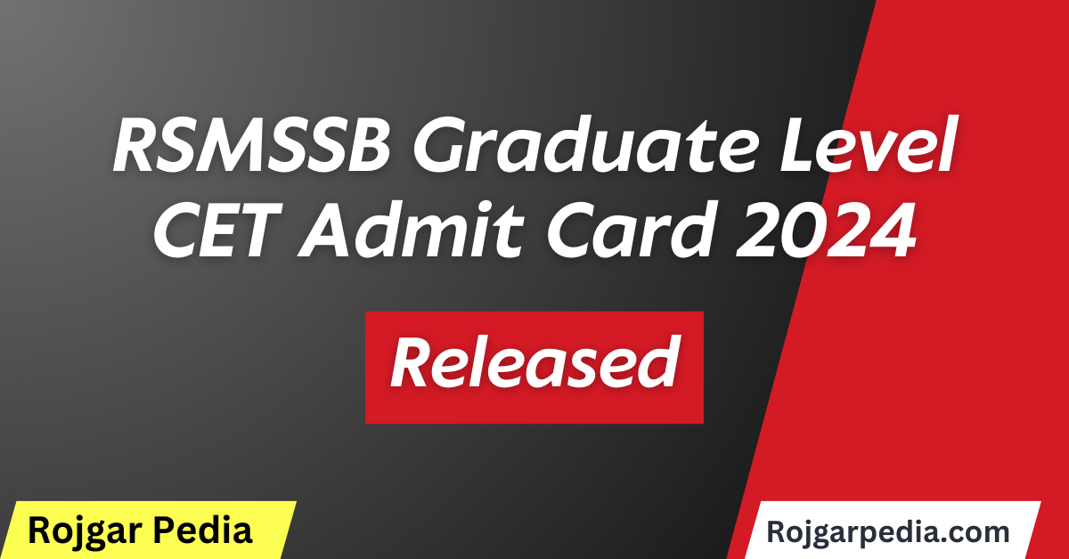 RSMSSB Graduate Level CET Admit Card 2024