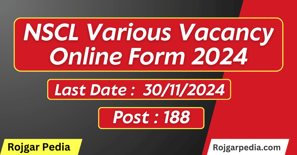 NSCL Various Post Online Form 2024