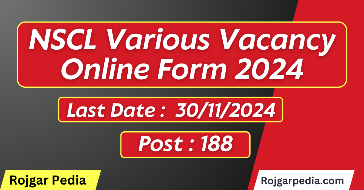 NSCL Various Post Online Form 2024