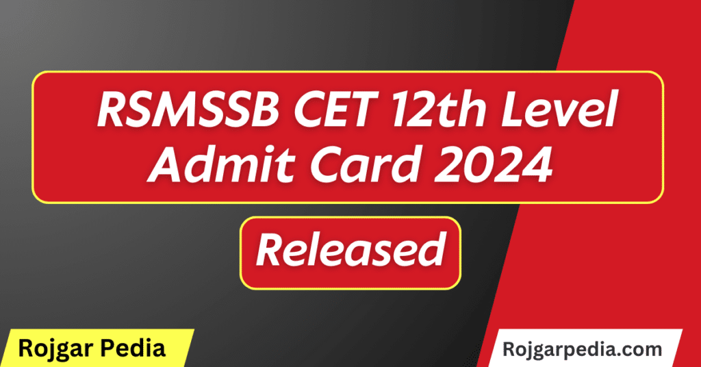  RSMSSB CET 12th Level Admit Card 2024