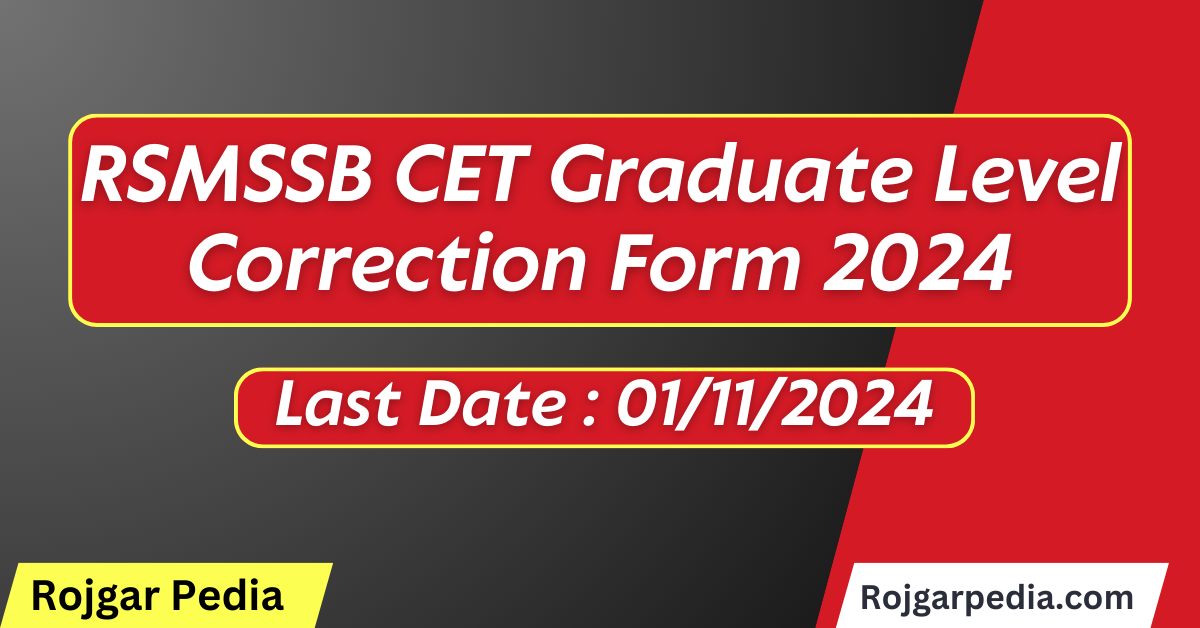 RSMSSB CET Graduate Level Correction Form 2024