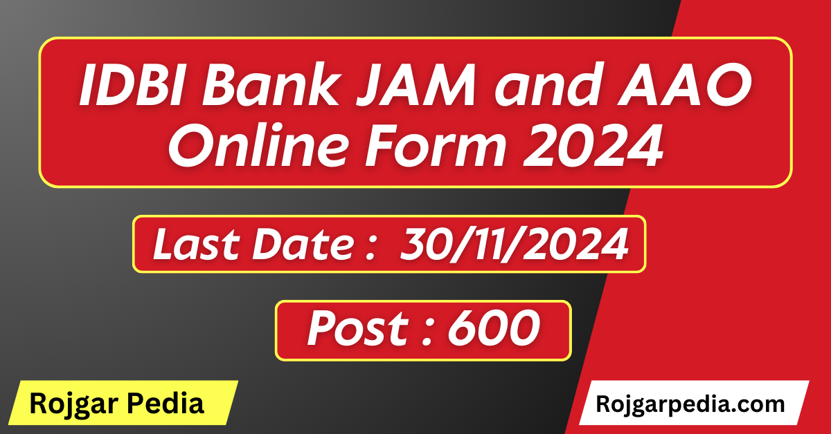 IDBI Bank JAM and AAO Online Form 2024