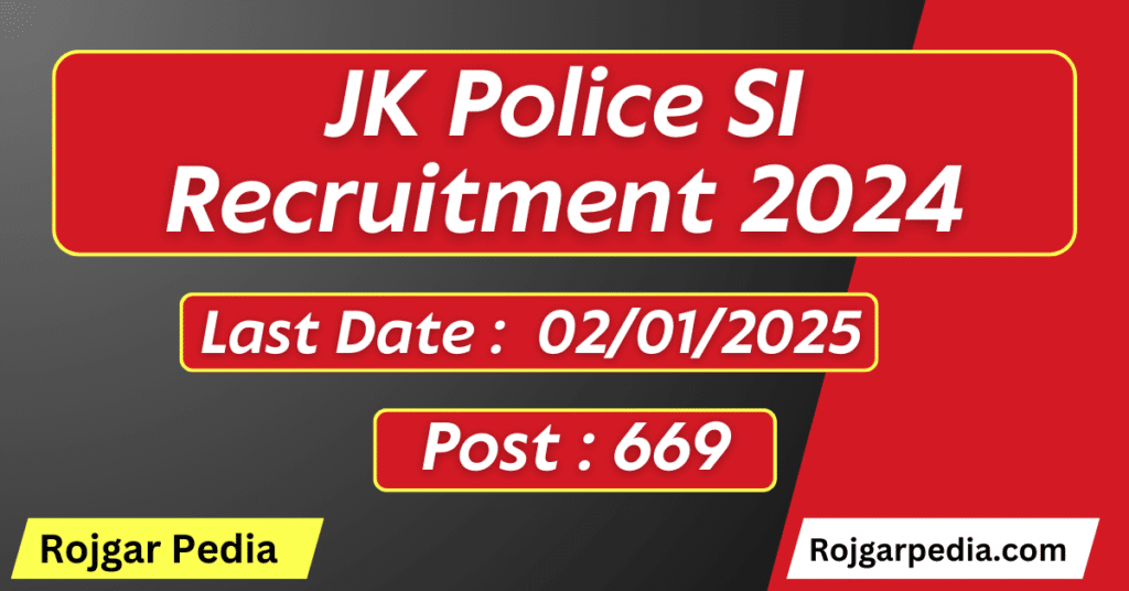 JK Police SI Recruitment 2024
