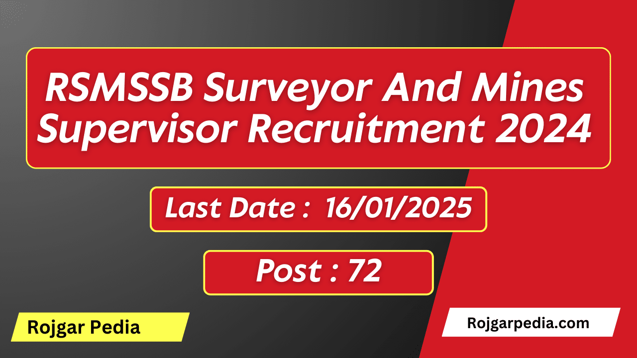 RSMSSB Surveyor And Mines Supervisor Recruitment 2024