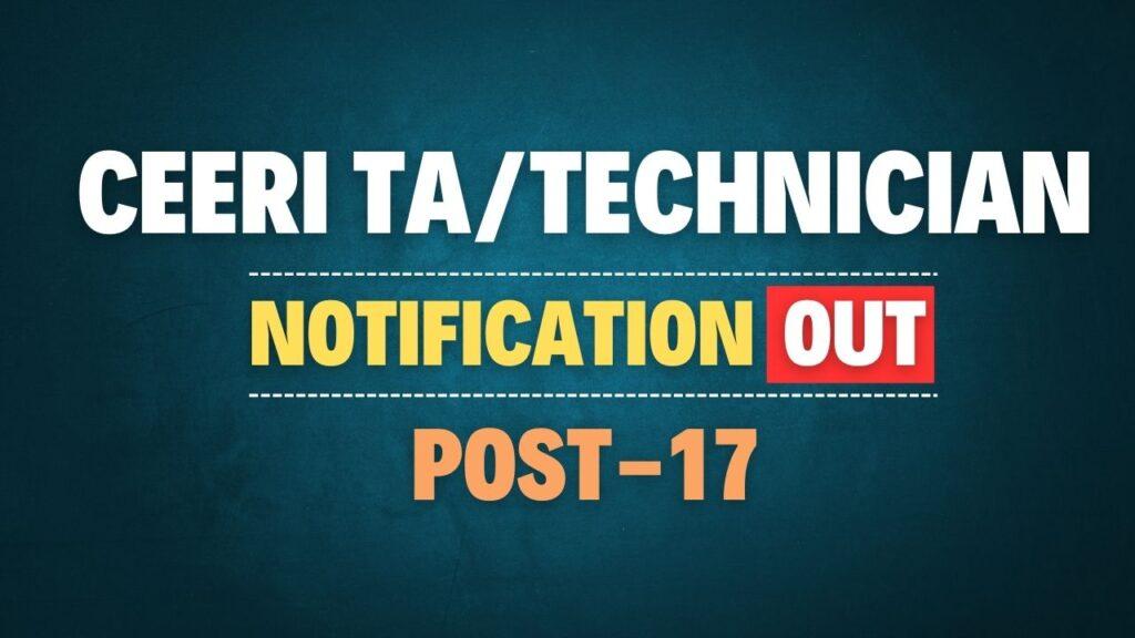 CSIR CEERI Technical Assistant and Technician Recruitment 2025