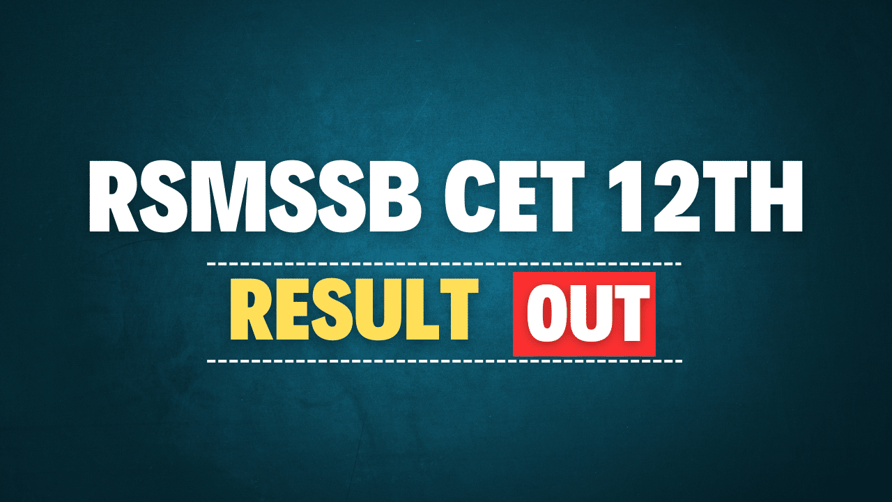 RSMSSB CET 12th Level Result