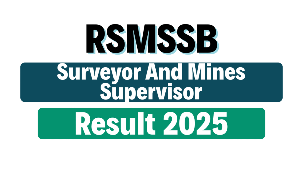 RSMSSB Surveyor And Mines Supervisor Result 2024