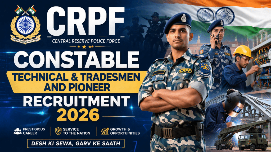 CRPF Constable (Technical & Tradesmen and Pioneer) Recruitment 2026
