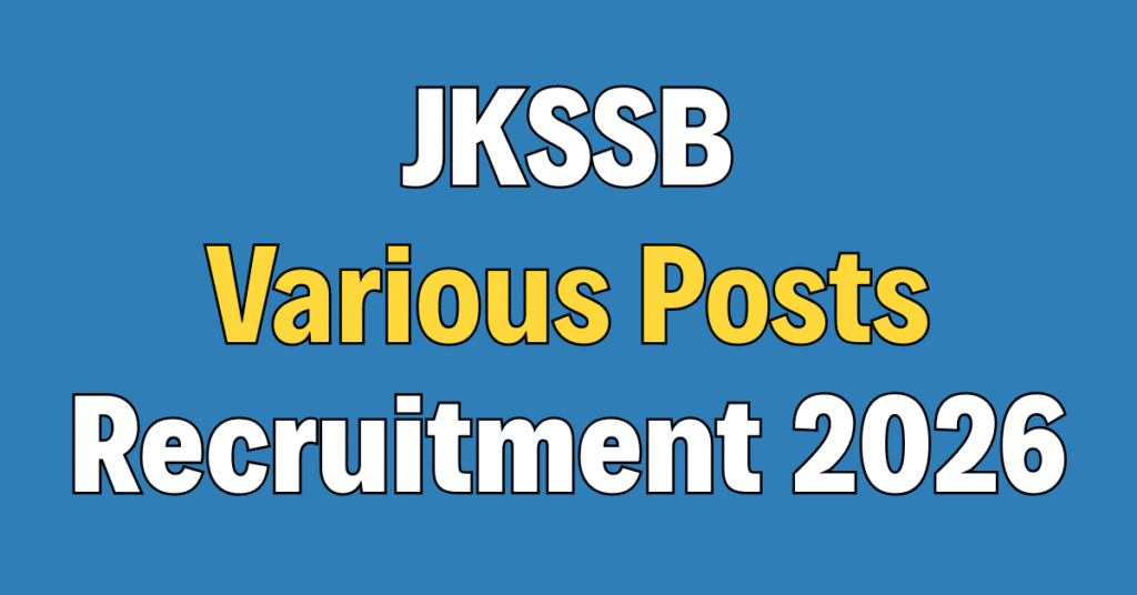 JKSSB Various Posts Recruitment 04/2026