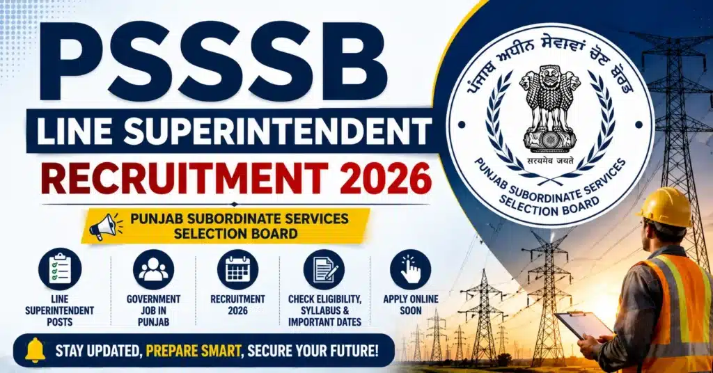 PSSSB Line Superintendent Recruitment 2026