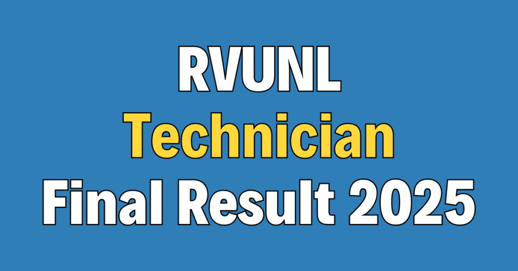 RVUNL Technician Final Result 2025