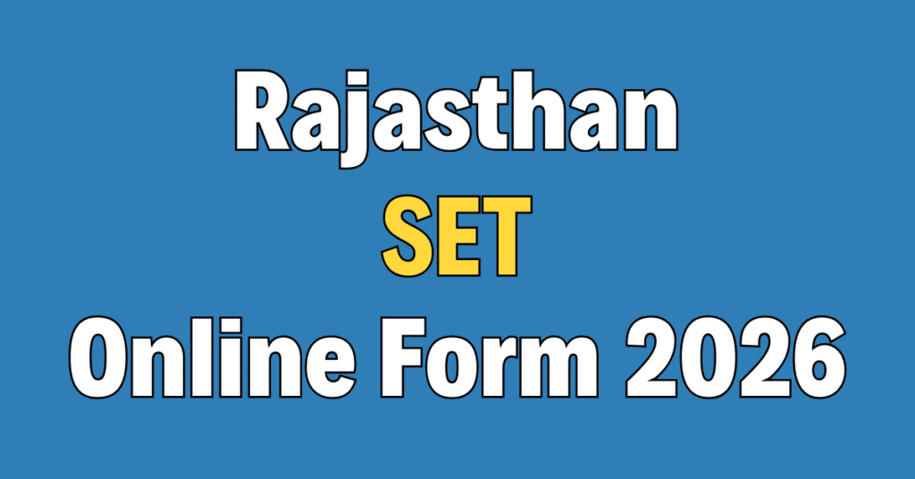 Rajasthan SET Online Form 2026