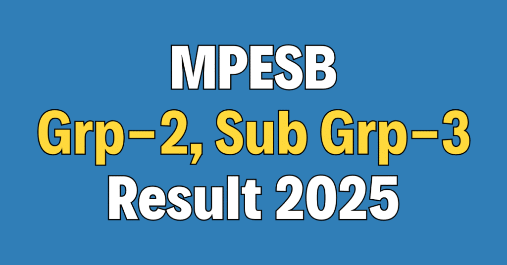 MPESB Group 2 Sub Group 3 Result 2025