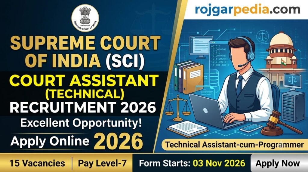 Delhi SCI Court Assistant (Technical) Recruitment 2026
